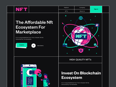 NFT Marketplace 完整登陆页面，(NFT Marketplace Full landing page,)