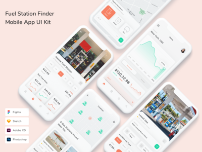Fuel Station Finder 移动应用程序 UI 套件(Fuel Station Finder Mobile App UI Kit)