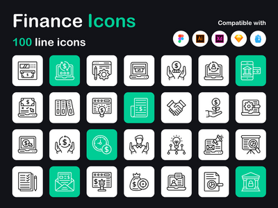商业和金融线性图标(Business and Finance Linear Icons)