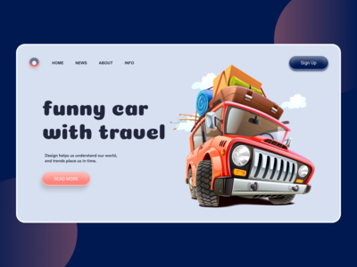 有趣的汽车与旅行着陆页(Funny car With Travel Landing Page)