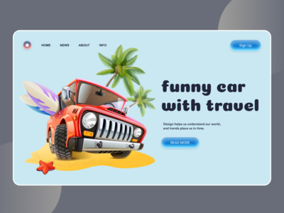 有趣的汽车与旅行着陆页(Funny car With Travel Landing Page)