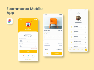 Furi Furniture - 电子商务移动应用程序 UI 套件(Furi Furniture - Ecommerce Mobile App UI kits)