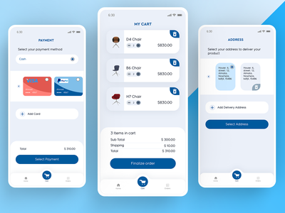 适用于 iOS 和 Android 的家具移动应用程序 UI 设计 ||我的车(Furniture mobile app UI design for iOS and Android || My cart)