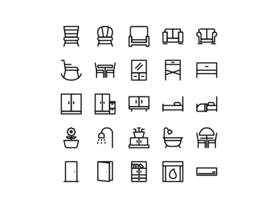 家具图标集矢量(Furniture icon set vector)