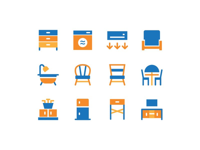 家具图标集矢量隔离(Furniture icon set vector isolated)