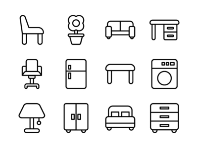 家具图标集大纲(Furniture Icon Set Outline)