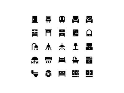 家具图标集矢量隔离(Furniture icon set vector isolated)