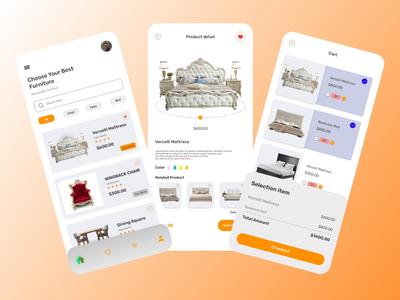 家具店手机App UI设计(Furniture Shop Mobile App UI Design)