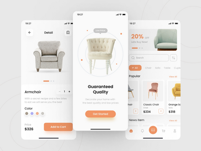 家具店移动应用程序UI套件(Furniture Shop Mobile App Ui kit)