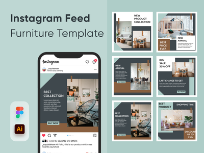 社交媒体 Instagram 饲料家具模板(Social Media Instagram Feed Furniture Template)