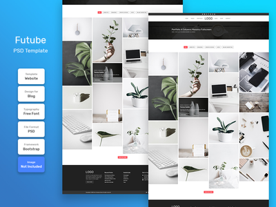 Futube博客砌体类别页面PSD网页模板(Futube Blog Masonry Category Page PSD Web Template)