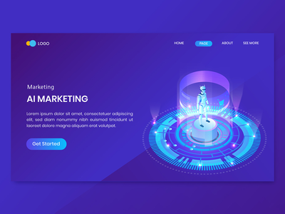 未来机器人人工智能等距概念(Futuristic Robot Artificial Intelligence Isometric Concept)