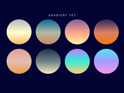 为 Ui 套件和网页设计设置的充满活力的彩色渐变色板(Vibrant colorful gradients swatches set For Ui Kits & Web Design)