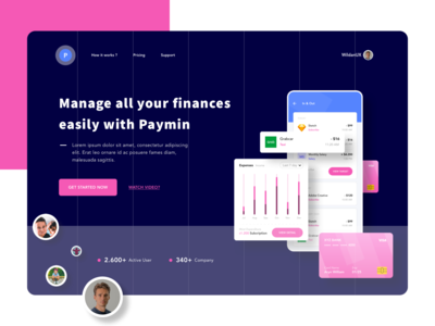 Finance App Landing Hero - 黑暗模式(Finance App Landing Hero - Dark Mode)
