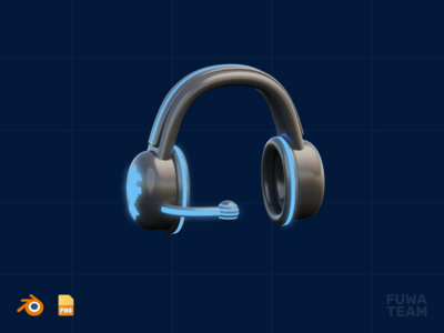 游戏耳机 - 3D Metaverse 插图包（正面）(Gaming Headphone - 3D Metaverse illustration pack (front))