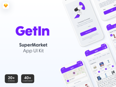 GetIn - 食品配送和超市应用程序 UI 套件(GetIn - Food Delivery & SuperMarket App UI Kit)