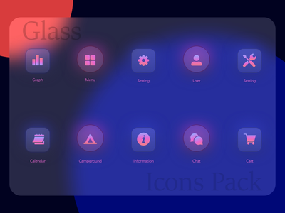 加强文字的玻璃图标设计(Glass Icons Design to Strengthen the Text)