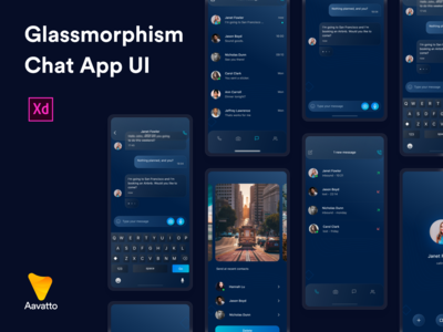 Glassmorphism 聊天应用程序 UI 套件(Glassmorphism Chat Application UI Kit)
