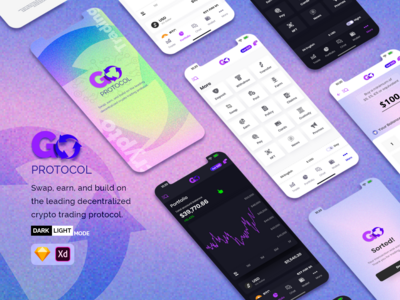 GO Crypto 交易协议应用程序设计 - 明暗模式(GO Crypto Trading Protocol App Design - Dark & Light mode)