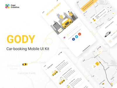 GODY - 汽车预订移动应用程序 UI KIT #9(GODY - Car Booking Mobile App UI KIT #9)
