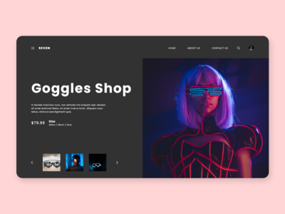 护目镜商店-电子商务 web 概念（深色）(Goggle Shop - E-Commerce web concept (Dark))