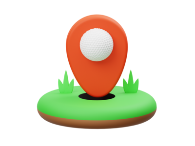 高尔夫球洞 3d 渲染插图(Golf Hole 3D Render Illustration)