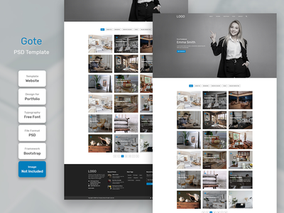 获得投资组合页面 PSD Web 模板(Gote Portfolio Page PSD Web Template)