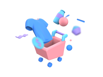 去市场 3D 插图(Go To Market 3D Illustrations)