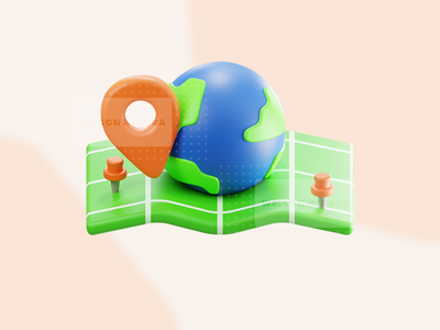 GPS 地图 - 交付 3D 插图包(GPS map - Delivery 3D Illustration Pack)