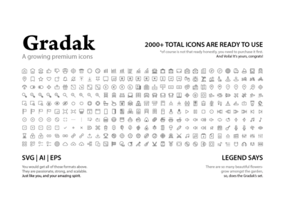 Gradak - 不断增长的高级图标(Gradak - a Growing Premium Icons)