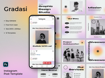 Gradasi - 平面设计师社交媒体帖子模板(Gradasi - Graphic Designer Social Media Post Template)