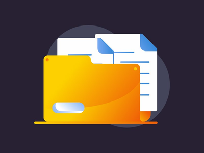 文件和文件夹图标(Gradient file and folder icon)