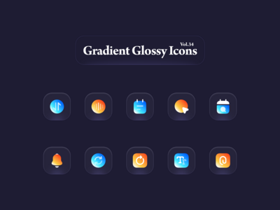 渐变光泽图标 Vol.34(Gradient Glossy Icons Vol.34)