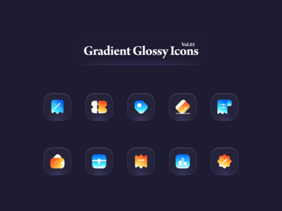 渐变光泽图标 Vol.01(Gradient Glossy Icons Vol.01)