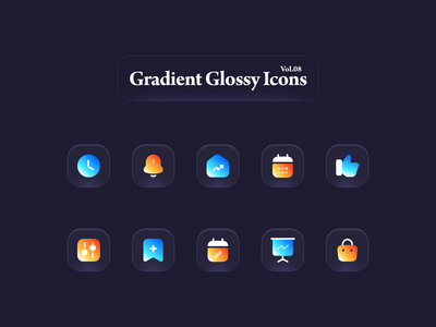 渐变光泽图标 Vol.08(Gradient Glossy Icons Vol.08)