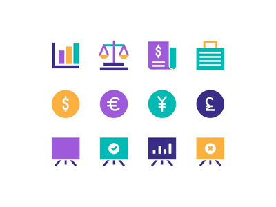财务办公室业务图标集矢量隔离(Finance office business icon set vector isolated)