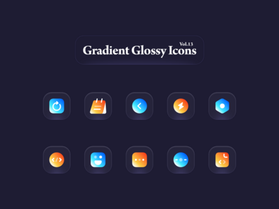 渐变光泽图标 Vol.13(Gradient Glossy Icons Vol.13)