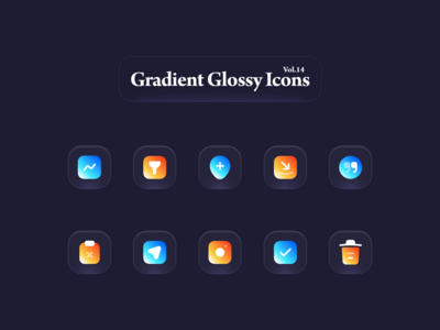 渐变光泽图标 Vol.14(Gradient Glossy Icons Vol.14)