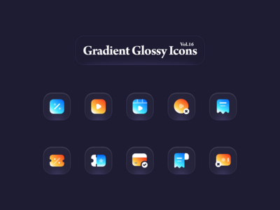 渐变光泽图标 Vol.16(Gradient Glossy Icons Vol.16)