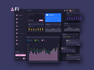 Fi 金融仪表板 Ui Dark - FP(Fi Finance Dashboard Ui Dark - FP)