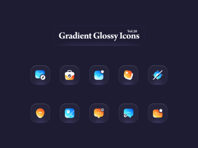 渐变光泽图标 Vol.20(Gradient Glossy Icons Vol.20)