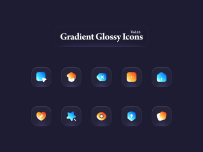 渐变光泽图标 Vol.23(Gradient Glossy Icons Vol.23)