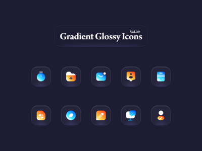 渐变光泽图标 Vol.29(Gradient Glossy Icons Vol.29)