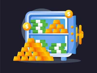 渐变现代保险箱图标(Gradient Modern Safe Deposit Box Icon)