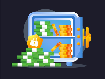 有金钱和金币的紧急保险箱(Gradient Safe Deposit Box with Money and Gold coin)