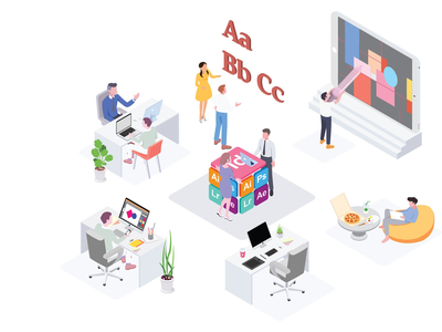 创意工作区等距插图-G1(Creative Workspace Isometric Illustration - G1)