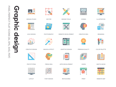 平面图标-平面设计(Flat Icon - Graphic design)