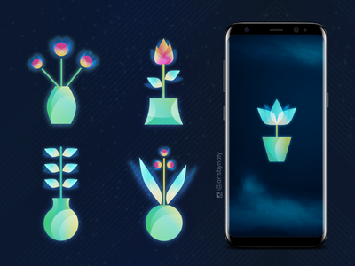 绿色幻想植物插图(Green Fantasy Plants Illustrations)