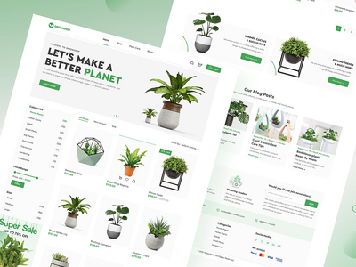 在线植物商店网站和应用程序设计理念(Online Plants Shop Website and App Design Concept)
