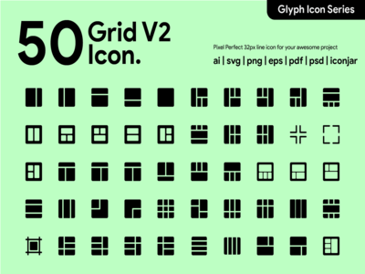Kawaicon - 50 Grid V2 字形图标(Kawaicon - 50 Grid V2 Glyph Icon)